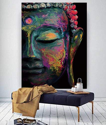 ブッダの絵画 Amazon.co.jp: ZXHYWYM ブッダ ウォールアート 仏像 & ピンクの花の
